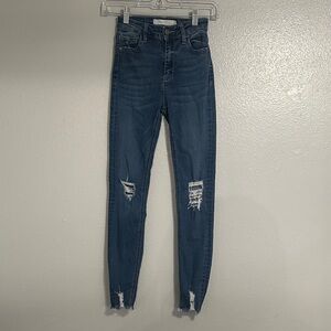 High Rise Distressed Denim Jeans